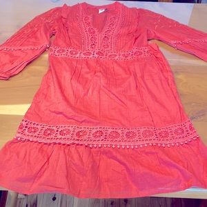 Anthropologie Pink lace long sleeve dress